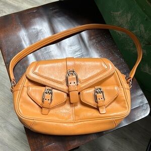 Cole Haan Purse Alexa SP05 Satchel Peach Leather Women's Clutch Bag Handbag